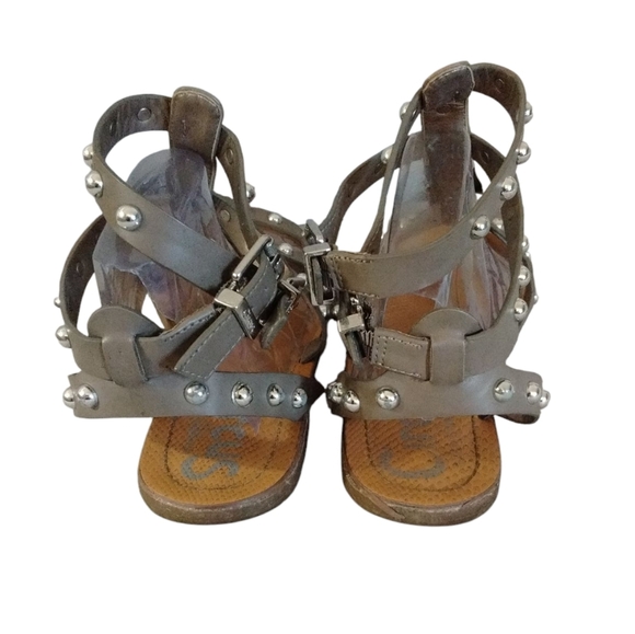 Sam Edelman Circus Eavan Studded Leather Gladiator Sandals in Green/Taupe Sz 6 - Picture 6 of 11